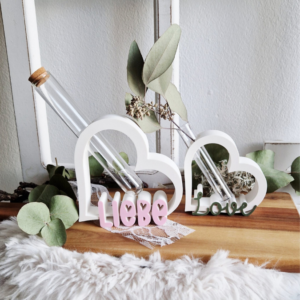 STL 3D Druck Datei 4 Designs Herz für Reagenzglas Herzen Hochzeit Liebe Romantik 3D-Datei Gastgeschenk Tischdeko Valentinstag