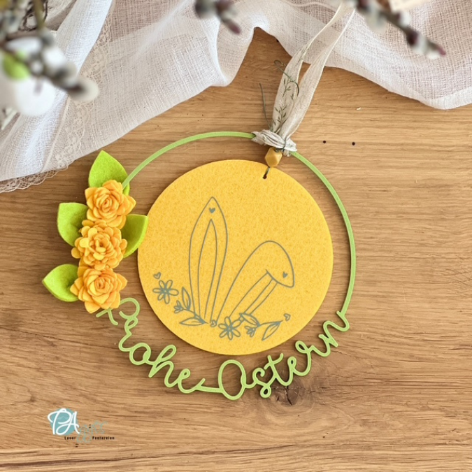 STL 3D Druck Datei Kranz schlicht Frohe Ostern Frühling Geschenkanhänger Türdeko Hoop Loop Wanddeko 3D-Datei 3D-Druck Vorlage – Bild 3