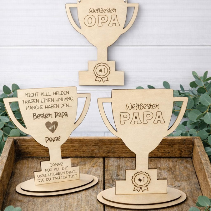 SVG Laser Datei Papa Opa Pokal zum stellen oder Hängen Geschenkidee für Vatertag Großvater Mann SVG Laserdatei Männergeschenk 3mm 4mm – Bild 3