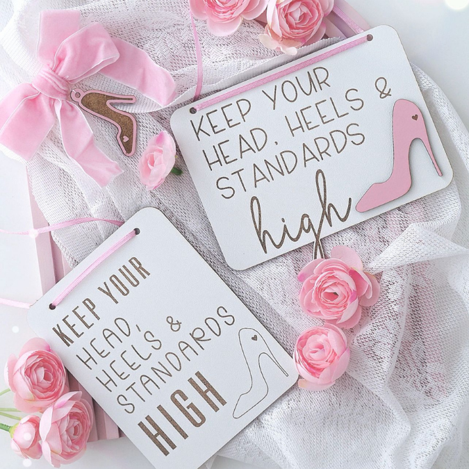 SVG Laserdatei Statement Schilder "Keep your head, heels and standards high" 2 Designs Geschenkidde für beste Freundin Frauen SVG-Datei – Bild 5