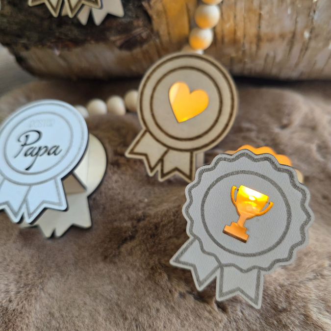 SVG Laser Datei 4 designs Mini Licht-Medaillen für Ballonlicht Geschenkidee für Papa Vatertag Opa Mann SVG Laserdatei Männergeschenk – Bild 7