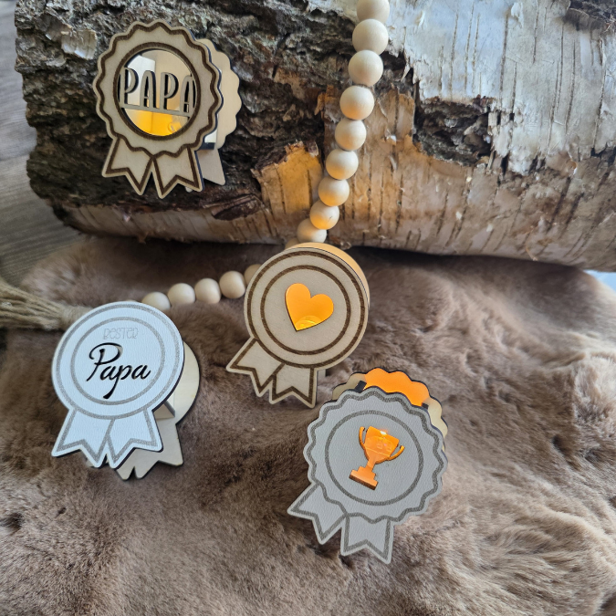 SVG Laser Datei 4 designs Mini Licht-Medaillen für Ballonlicht Geschenkidee für Papa Vatertag Opa Mann SVG Laserdatei Männergeschenk – Bild 9