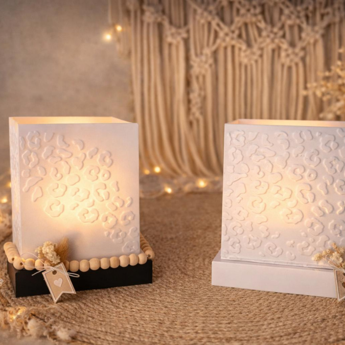 1 3D Druck Datei STL 2er Set Windlicht für beliebige LED Lichter Quadratisch Leo Leopard Leopardenmuster inkl Sockel 120x120mm 3D-Druck – Bild 10