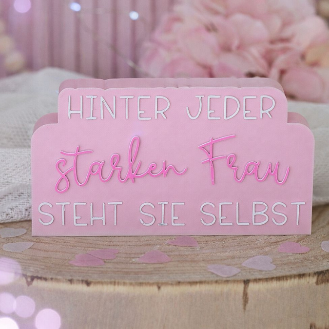 STL 3D Druck Datei Schriftzug Statement "Hinter jeder starken Frau steht sie selbst" Frauenpower 3D-Druck Datei Aufsteller selflove girls – Bild 3