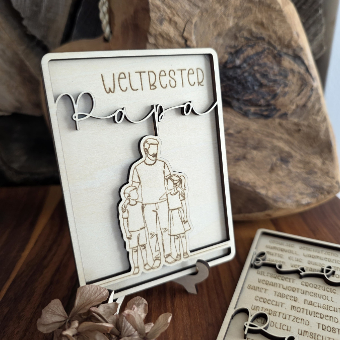 SVG Datei Rahmen mit Ständer Geschenkidee für Papa verschiedene Designs Vatertag Opa Mann SVG Laserdatei Laserfile Lasercut Männergeschenk 3mm 4mm – Bild 12