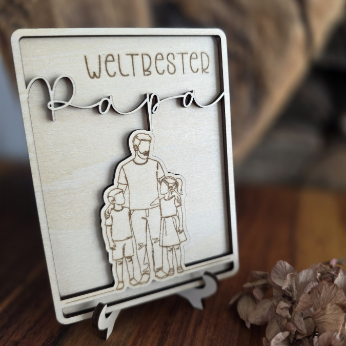 SVG Datei Rahmen mit Ständer Geschenkidee für Papa verschiedene Designs Vatertag Opa Mann SVG Laserdatei Laserfile Lasercut Männergeschenk 3mm 4mm – Bild 15