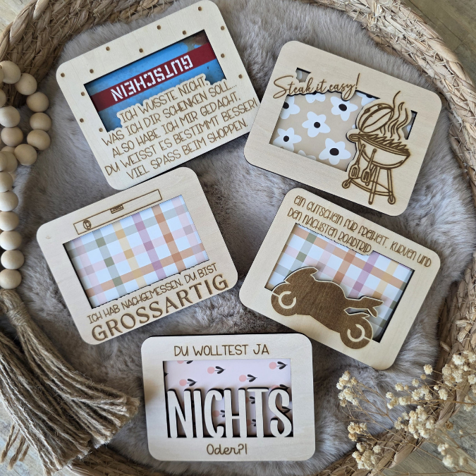 9 Designs Laserdatei Verpackung für Gutscheinkarten Gutscheine Geld Männer Mann Papa Ec Kartengröße Geldgeschenk Wunschgutschein SVG Datei – Bild 4