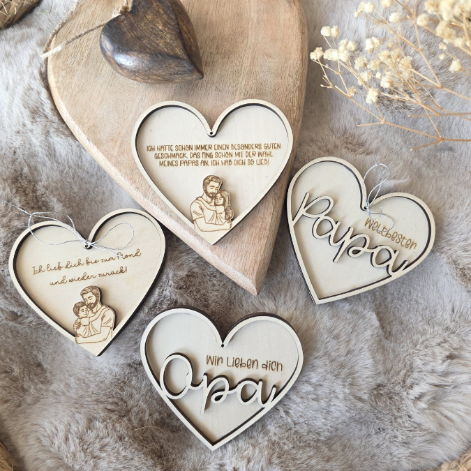 SVG Datei Rahmen Herzen für Papa Geschenkidee verschiedene Designs Vatertag Opa Mann SVG Laserdatei Laserfile Lasercut 3mm und 4mm Holz – Bild 5