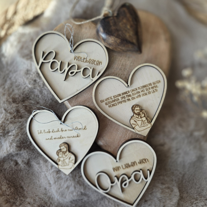 SVG Datei Rahmen Herzen für Papa Geschenkidee verschiedene Designs Vatertag Opa Mann SVG Laserdatei Laserfile Lasercut 3mm und 4mm Holz – Bild 7