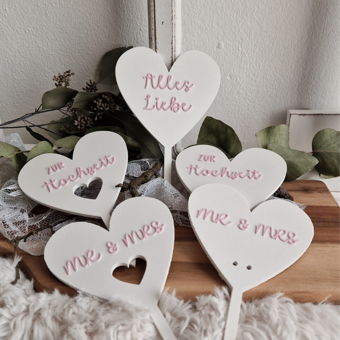 STL 3D Druck Datei 5 Designs Herzstecker Hochzeit Geldgeschenk Mr Mrs Pflanzenstecker Caketopper 3D-Datei Hochzeitsgeschenk 3d-druck – Bild 4