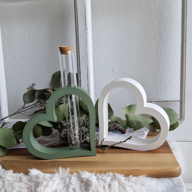 STL 3D Druck Datei 6 Designs Herz für Reagenzglas Herz zum Hängen Blanko personalisierbar Hochzeit Liebe Mama 3D-Datei Geschenkidee Tischdek