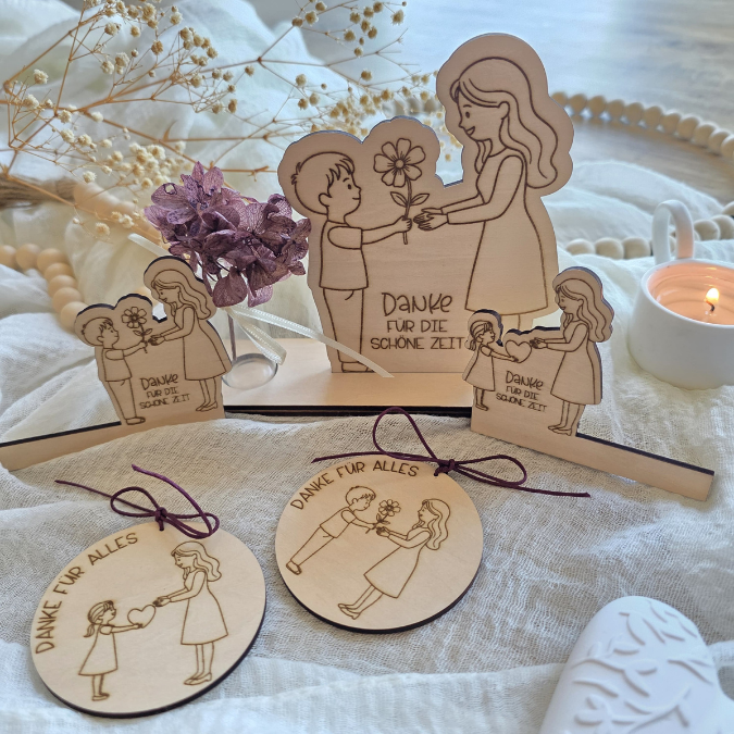 SVG Laser Datei 6 designs Kindergartenabschied Aufsteller Klötzchendatei und Holzscheiben Geschenk Erzieherin Kita KiGa SVG Datei Schulkind – Bild 6