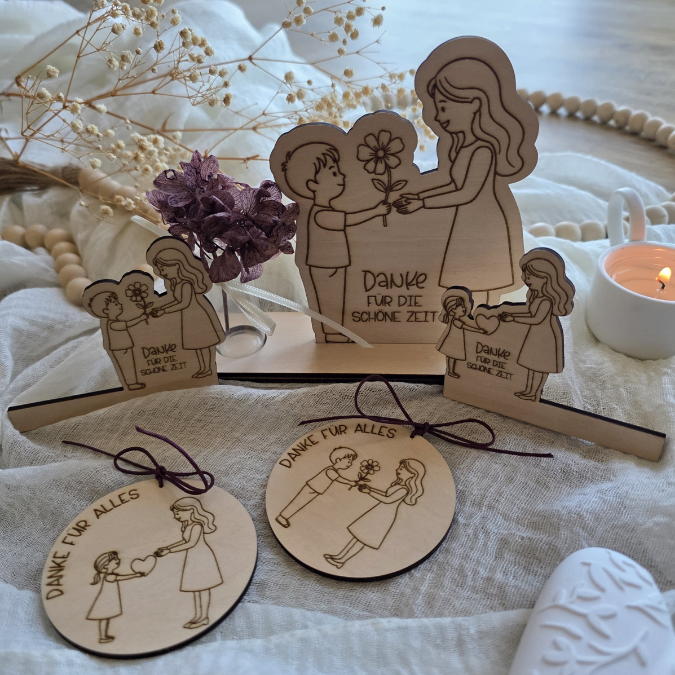SVG Laser Datei 6 designs Kindergartenabschied Aufsteller Klötzchendatei und Holzscheiben Geschenk Erzieherin Kita KiGa SVG Datei Schulkind – Bild 7