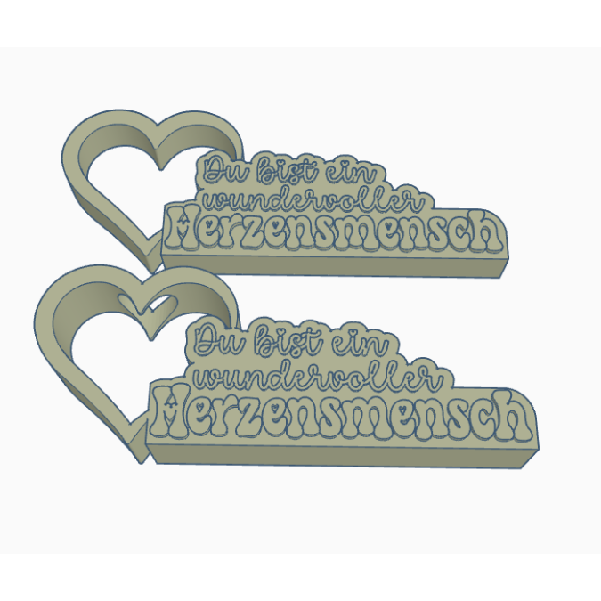 STL 3D Druck Datei Schriftzug 2er "Du bist ein wundervoller Herzensmensch" Geschenkidee Freundin 3D-Druck Datei Öffnung für Reagenzglas – Bild 3