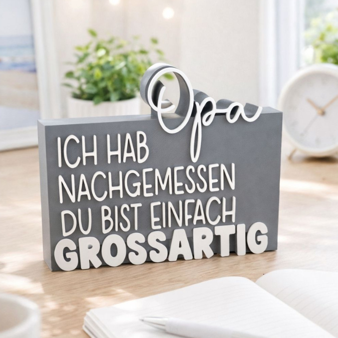 STL 3D Druck Datei 2er Set Aufsteller Vatertag Papa Opa Geschenkidee Männer ich hab nachgemessen du bist großartig 3D-Datei – Bild 3
