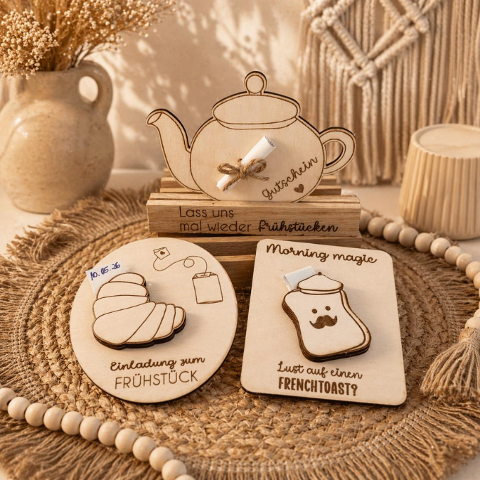 SVG Laserdatei Einladung zum Frühstück Karten für Blumen Gutscheine Brunch Mittagessen Lunch Frenchtoast Croissant Tee Kaffee SVG Datei – Bild 10