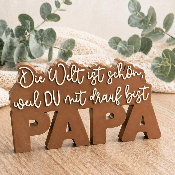 STL 3D Druck Datei Aufsteller in 2 Designs Mama Papa Muttertag Vatertag Geschenkidee Schriftzug die Welt ist schön weil du... 3D-Druck Datei
