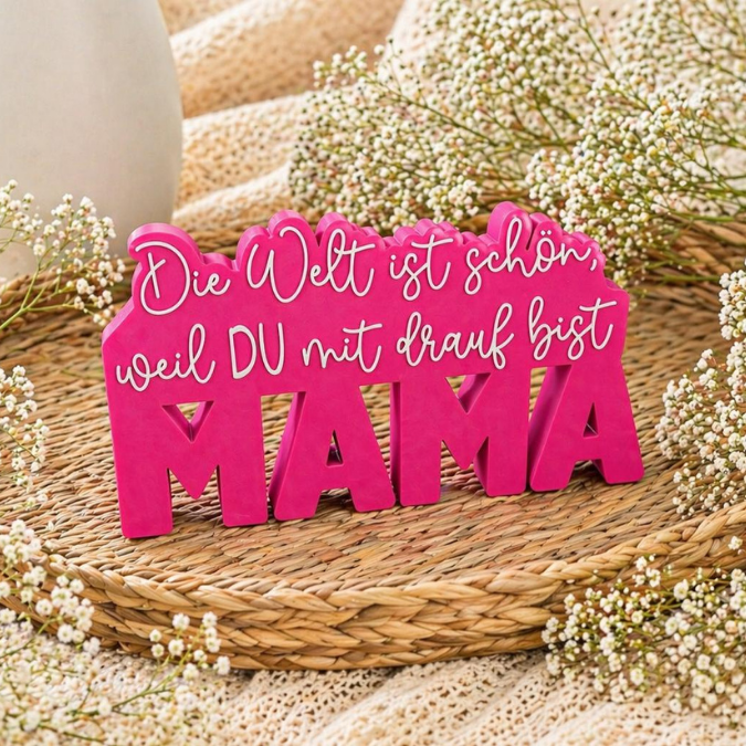 STL 3D Druck Datei Aufsteller in 2 Designs Mama Papa Muttertag Vatertag Geschenkidee Schriftzug die Welt ist schön weil du... 3D-Druck Datei – Bild 3