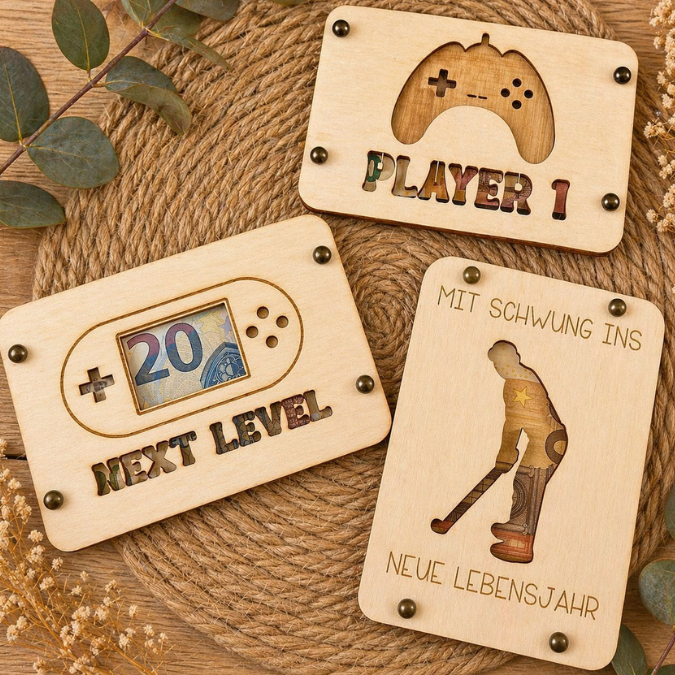 SVG Laserdatei Männer Geldgeschenk Verpackung für Geld 10 Designs Gutscheinkarten Vatertag LKW Bagger Playstation Werkzeug Hantel SVG-Datei – Bild 7