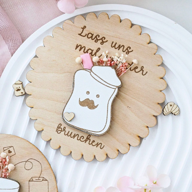 SVG Laserdatei Einladung zum Frühstück Karten für Blumen Gutscheine Brunch Mittagessen Lunch Frenchtoast Croissant Tee Kaffee SVG Datei – Bild 15