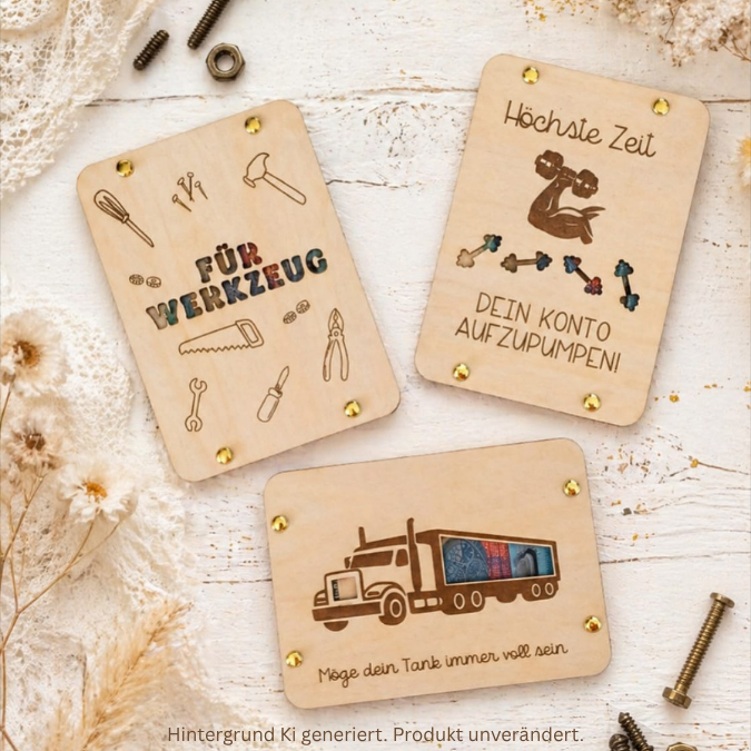 SVG Laserdatei Männer Geldgeschenk Verpackung für Geld 10 Designs Gutscheinkarten Vatertag LKW Bagger Playstation Werkzeug Hantel SVG-Datei – Bild 3
