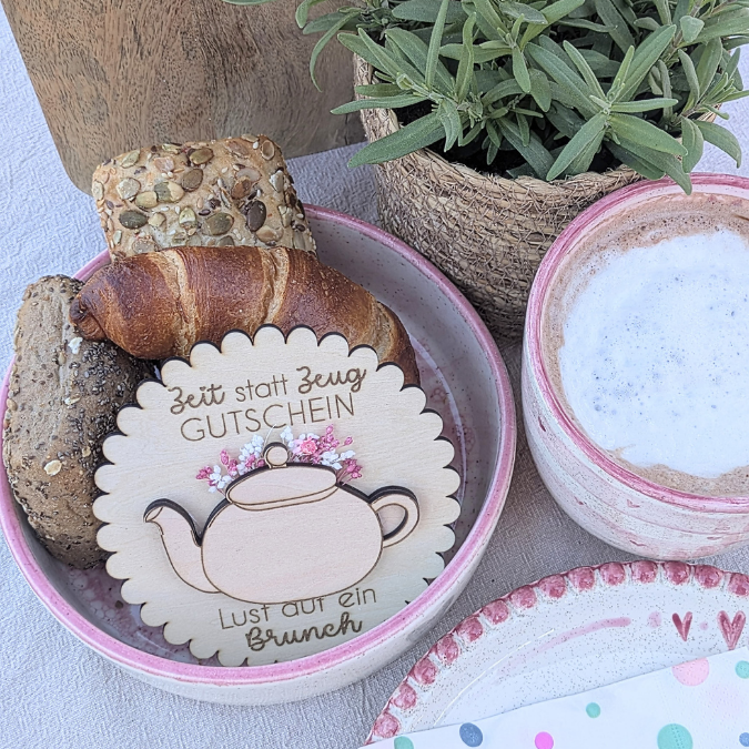 SVG Laserdatei Einladung zum Frühstück Karten für Blumen Gutscheine Brunch Mittagessen Lunch Frenchtoast Croissant Tee Kaffee SVG Datei – Bild 30