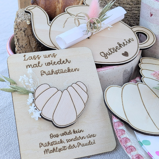 SVG Laserdatei Einladung zum Frühstück Karten für Blumen Gutscheine Brunch Mittagessen Lunch Frenchtoast Croissant Tee Kaffee SVG Datei – Bild 25