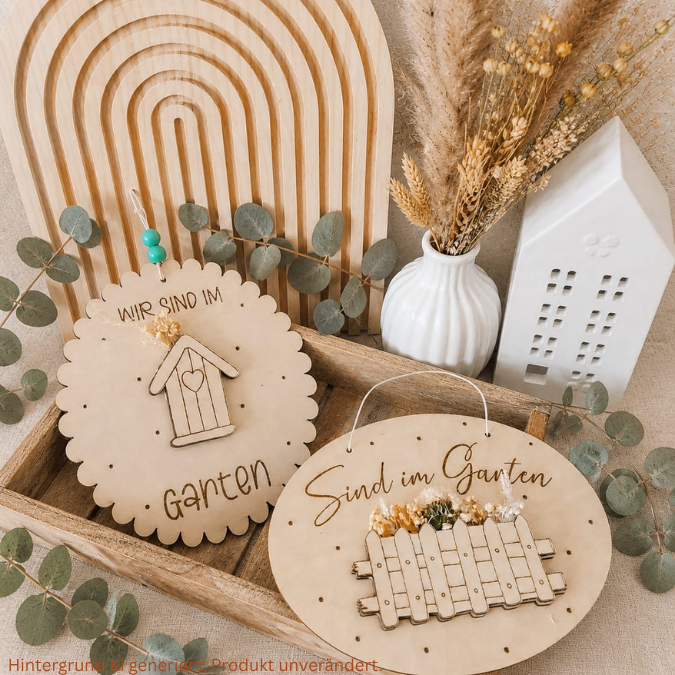 SVG Laserdatei 6er Set Holzscheiben Wir sind im Garten Schilder Schild Outdoor Gartenglück Blumen Gravur SVG Datei – Bild 30