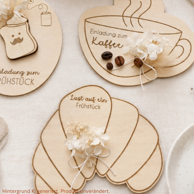 SVG Laserdatei Einladung zum Frühstück Karten für Blumen Gutscheine Brunch Mittagessen Lunch Frenchtoast Croissant Tee Kaffee SVG Datei – Bild 31