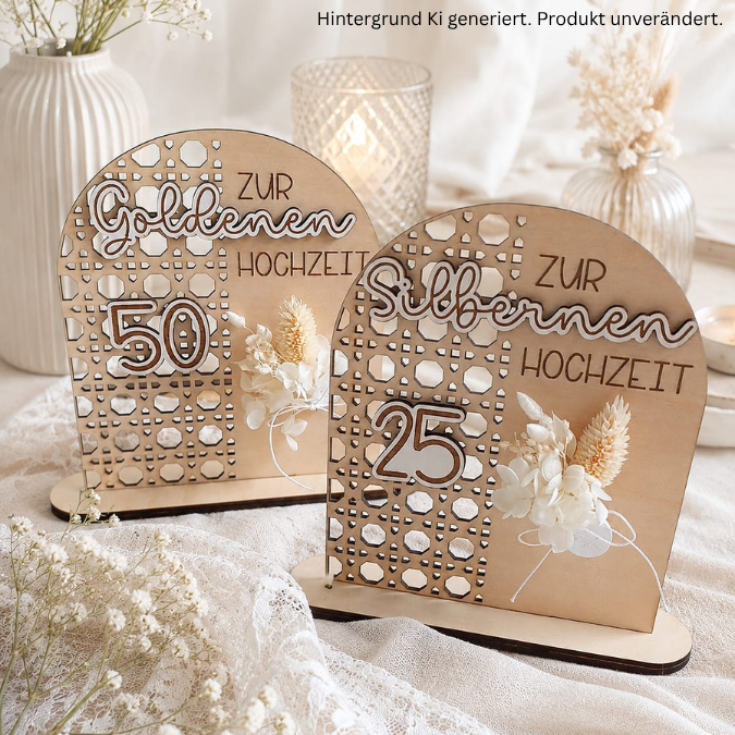 SVG Laserdatei Aufsteller Silberhochzeit und Goldhochzeit 25 Hochzeit 50 Jahre verheiratet rattan optik Geldgeschenk Hochzeitsgeschenk personalisierbar 3mm 4mm – Bild 20