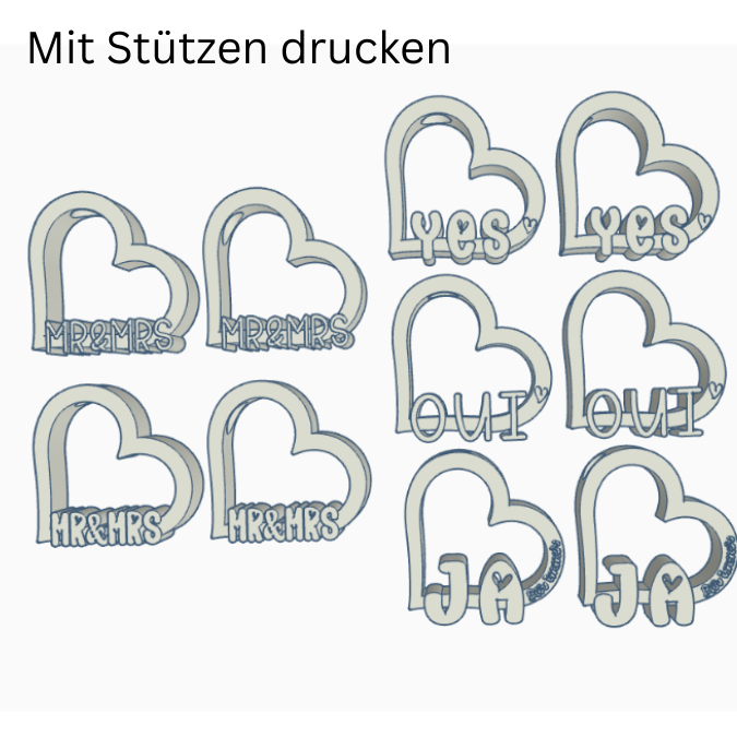 STL 3D Druck Datei 10 Designs Herz für Reagenzglas Hochzeit Geldgeschenk Mr Mrs Ja Oui Yes 3D-Datei Hochzeitsgeschenk 3ddruck – Bild 2