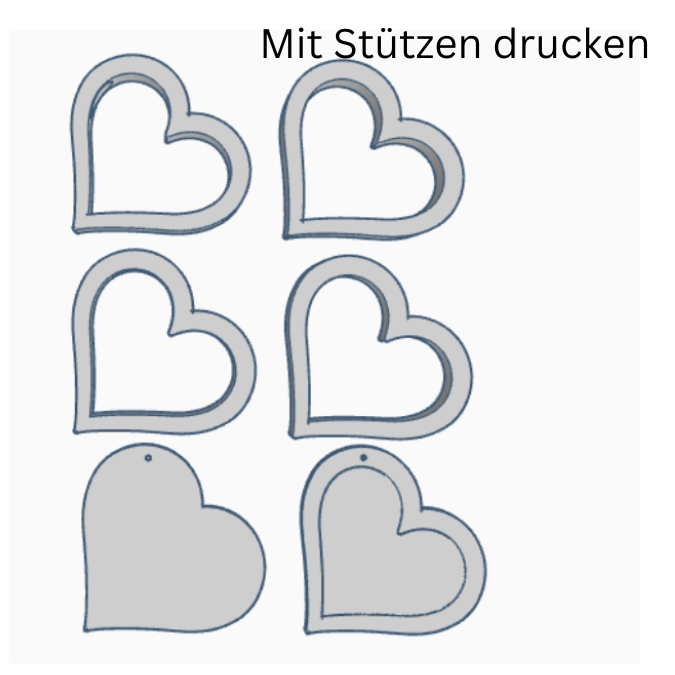 STL 3D Druck Datei 6 Designs Herz für Reagenzglas Herz zum Hängen Blanko personalisierbar Hochzeit Liebe Mama 3D-Datei Geschenkidee Tischdek – Bild 2
