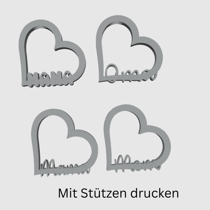 STL 3D Druck Datei 4 Designs Herz für Reagenzglas Mama Oma Schriftzug 3D-Datei Muttertag Beste Mama Best Mom deutsch und englisch – Bild 2
