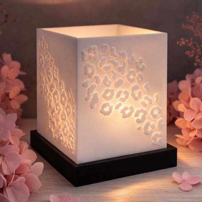 1 3D Druck Datei STL 2er Set Windlicht für beliebige LED Lichter Quadratisch Leo Leopard Leopardenmuster inkl Sockel 120x120mm 3D-Druck – Bild 6