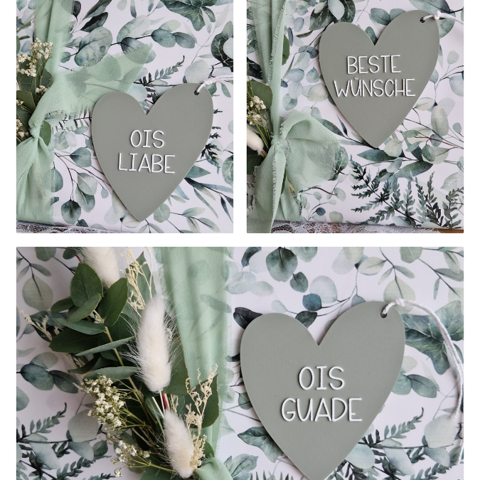 STL 3D Druck Datei Anhänger Herzen 9er Set Geschenkanhänger 3D-Druck Datei Ois Guade Best wishes Gratuliere zu verschiedenen Anlässen – Bild 7
