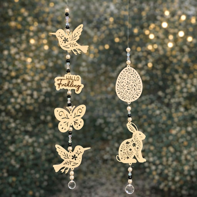 STL 3D Druck Datei 5 Designs Sonnenfänger Frühling Vogel Schmetterling Hase Ei 3D-Datei 3D-Druck Vorlage Frühlingsdeko 3D Frühling – Bild 3