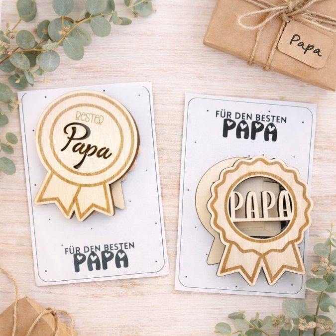 SVG Laser Datei 4 designs Mini Licht-Medaillen für Ballonlicht Geschenkidee für Papa Vatertag Opa Mann SVG Laserdatei Männergeschenk – Bild 5