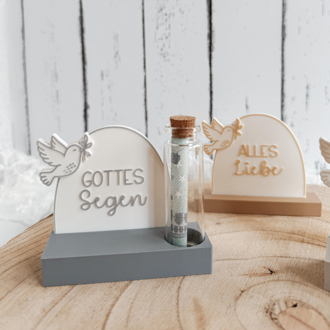 STL 3D Druck Datei 4er Set Kirche Jugendweihe Aufsteller für Reagenzgläser, Gutscheine oder Geld Konfirmation Kommunion Taufe 3D-Druck Datei – Bild 5