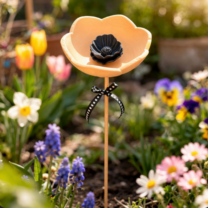 STL 3D Druck Datei Vogeltränke Insektentränke zum stellen oder für 6mm 8mm und 10mm Stäbe inkl Blüte zum stecken 3D-Druck Datei – Bild 6