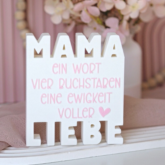 STL 3D Druck Datei Aufsteller in 2 Designs Mama Papa Muttertag Vatertag Geschenkidee Schriftzug ein Wort, vier Buchstaben... 3D-Druck Datei – Bild 9