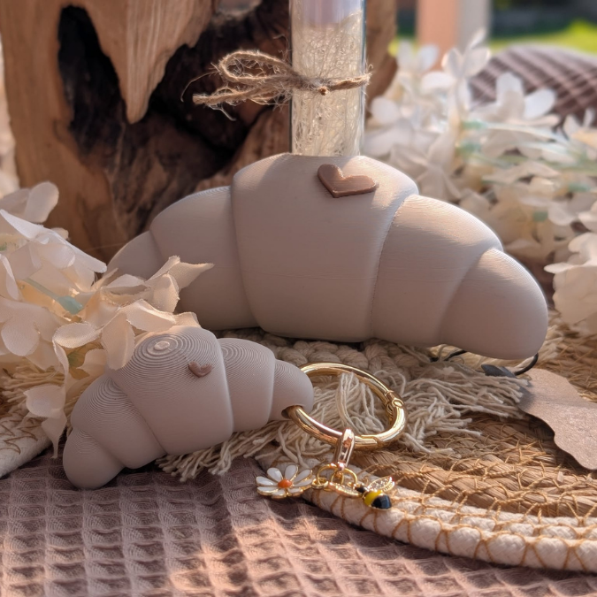 STL 3D Druck Datei 3 Designs Croissants Kerzenständer od Vase Schlüsselanhänger Anhänger Croissant Frankreich Deko Frühstück 3D-Druck STL – Bild 7