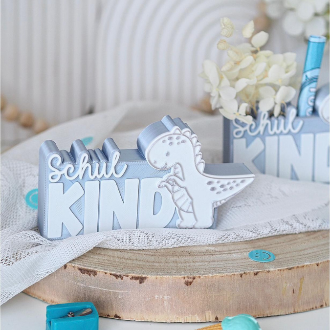 STL 3D Druck Datei 7er Set Dino Schulkind Schriftzug zum füllen Geldgeschenk inkl Caketopper Dinosaurier 3D-Druck Datei Geschenk Einschulung – Bild 14
