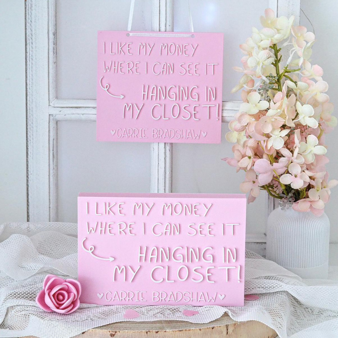 STL 3D Druck Datei Schriftzug Statement 2er Set "I like my money where i can see it hanging in my closet" sex and the city 3D-Druck Datei – Bild 10
