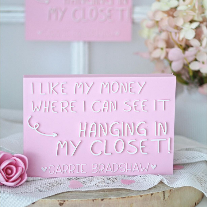 STL 3D Druck Datei Schriftzug Statement 2er Set "I like my money where i can see it hanging in my closet" sex and the city 3D-Druck Datei – Bild 7