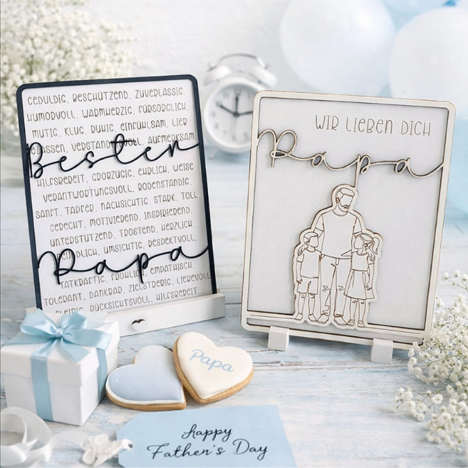 SVG Datei Rahmen mit Ständer Geschenkidee für Papa verschiedene Designs Vatertag Opa Mann SVG Laserdatei Laserfile Lasercut Männergeschenk 3mm 4mm – Bild 3