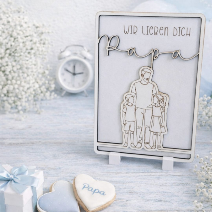 SVG Datei Rahmen mit Ständer Geschenkidee für Papa verschiedene Designs Vatertag Opa Mann SVG Laserdatei Laserfile Lasercut Männergeschenk 3mm 4mm – Bild 7