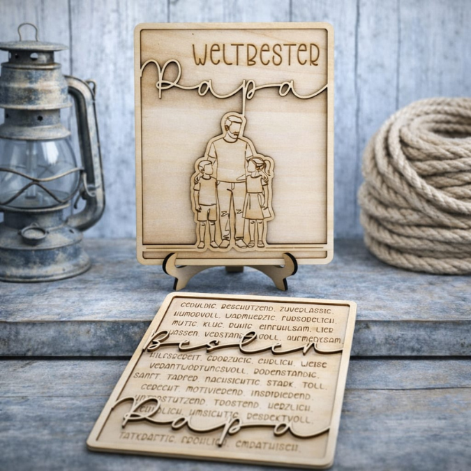 SVG Datei Rahmen mit Ständer Geschenkidee für Papa verschiedene Designs Vatertag Opa Mann SVG Laserdatei Laserfile Lasercut Männergeschenk 3mm 4mm – Bild 6