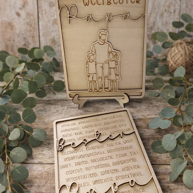 SVG Datei Rahmen mit Ständer Geschenkidee für Papa verschiedene Designs Vatertag Opa Mann SVG Laserdatei Laserfile Lasercut Männergeschenk 3mm 4mm – Bild 5