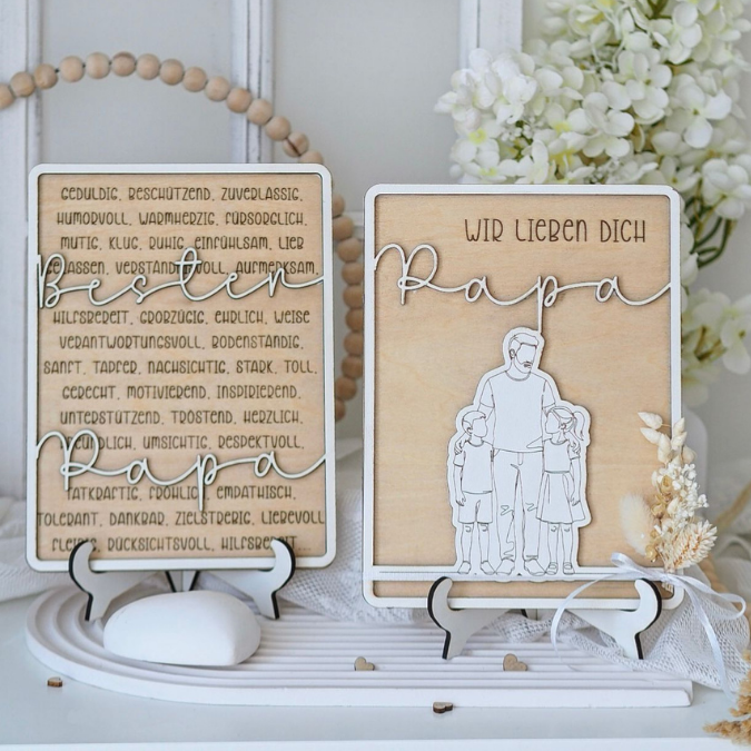 SVG Datei Rahmen mit Ständer Geschenkidee für Papa verschiedene Designs Vatertag Opa Mann SVG Laserdatei Laserfile Lasercut Männergeschenk 3mm 4mm – Bild 25