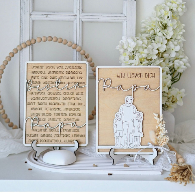 SVG Datei Rahmen mit Ständer Geschenkidee für Papa verschiedene Designs Vatertag Opa Mann SVG Laserdatei Laserfile Lasercut Männergeschenk 3mm 4mm – Bild 26